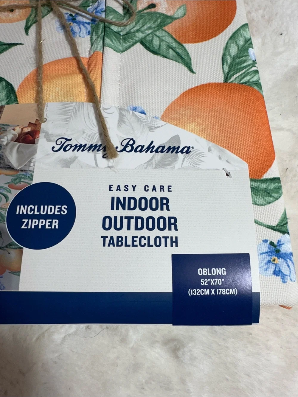 Tommy Bahama indoor/outdoor oblong tablecloth with 🍊 design